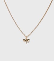 New Look Gold Diamante Dragonfly Pendant Necklace